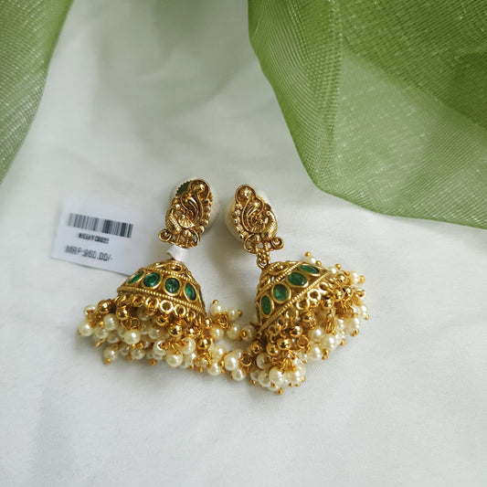 Small size green stone antique finish jumkha