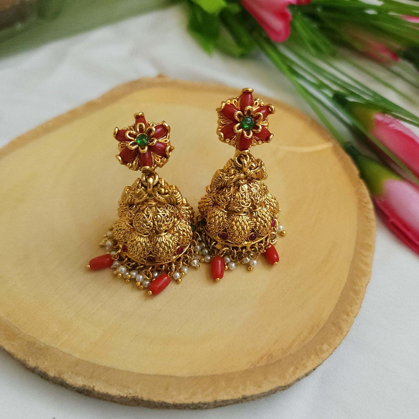 Coral flower antique jumkha