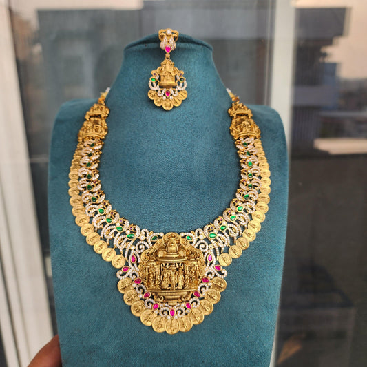 Garuda alavar coins neckset with ramparivar pendant