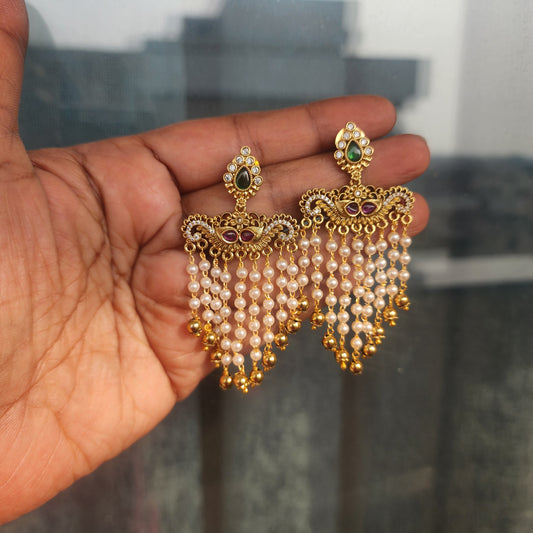 Thilakam layered pearl hangings