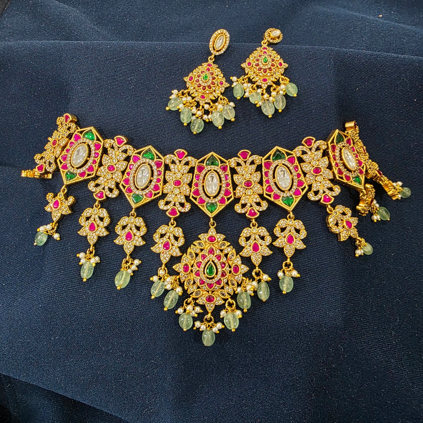 Mythri- jadau ad and moissanite choker