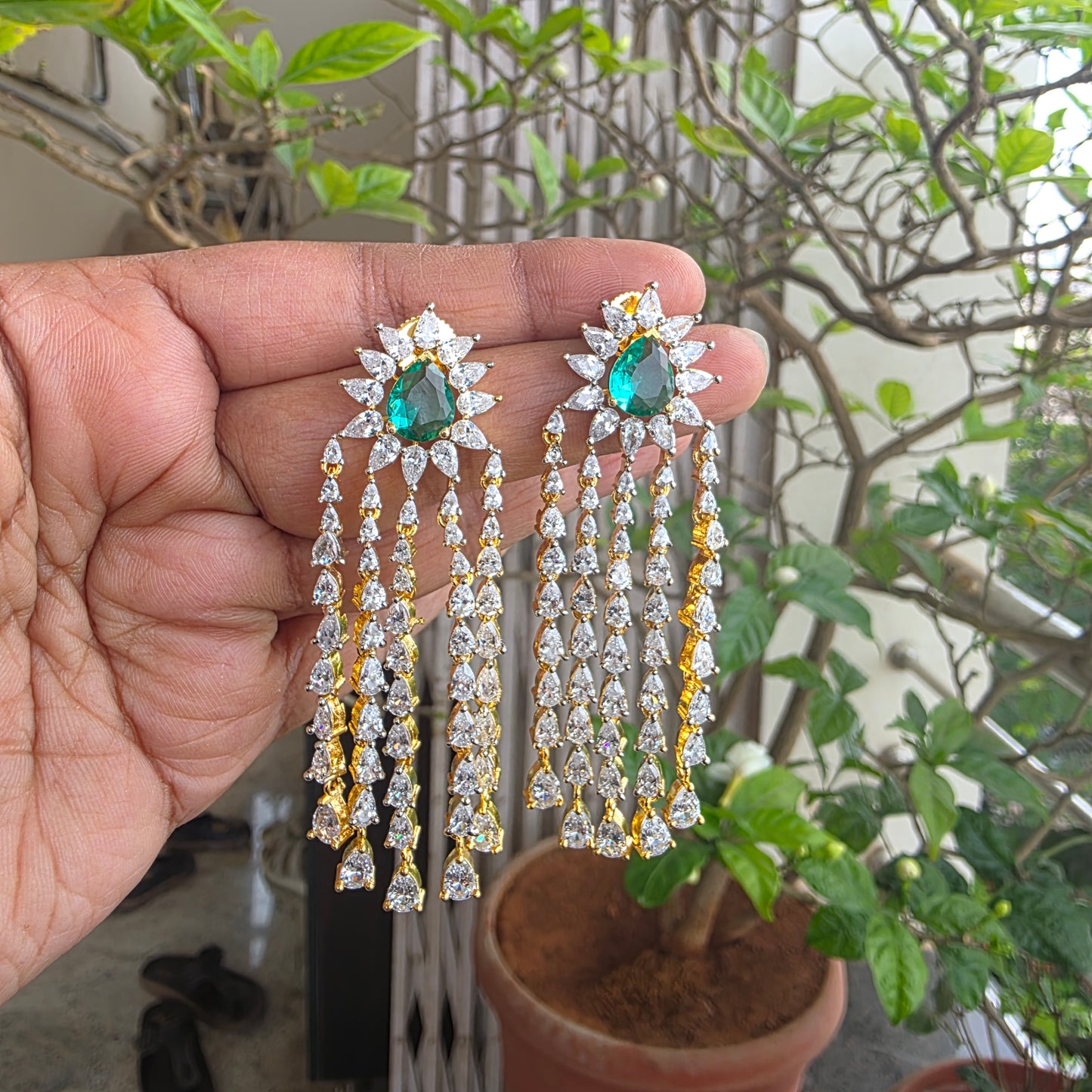 Lahari- layered cz stone earrings