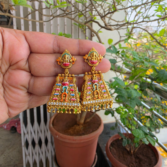 Meenakari gopuram inspired jumkha