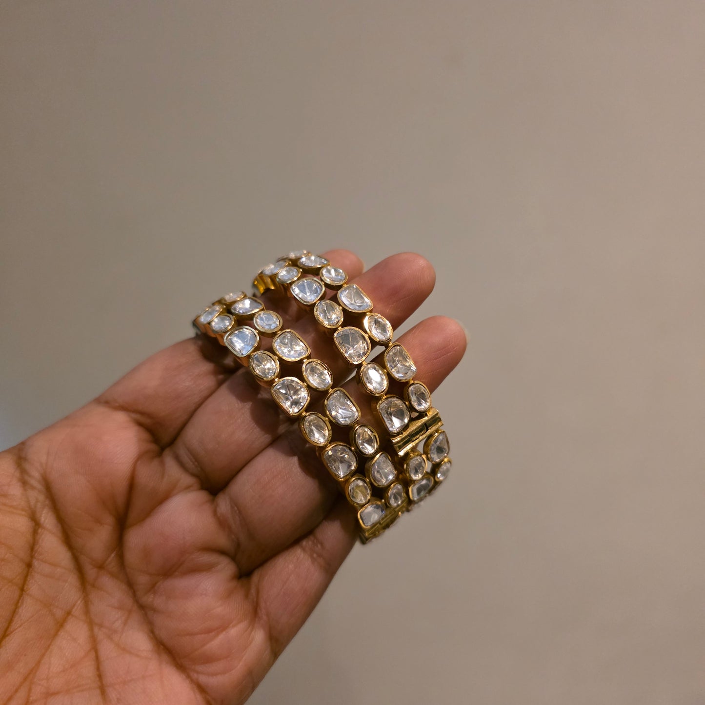 Bindu- polki moissanite openable type bangles