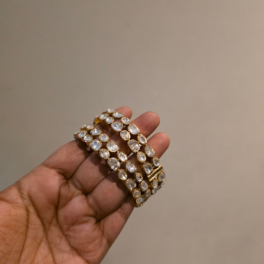 Bindu- polki moissanite openable type bangles