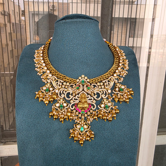 Ratnapriya- antique jadau and moissanite neckset
