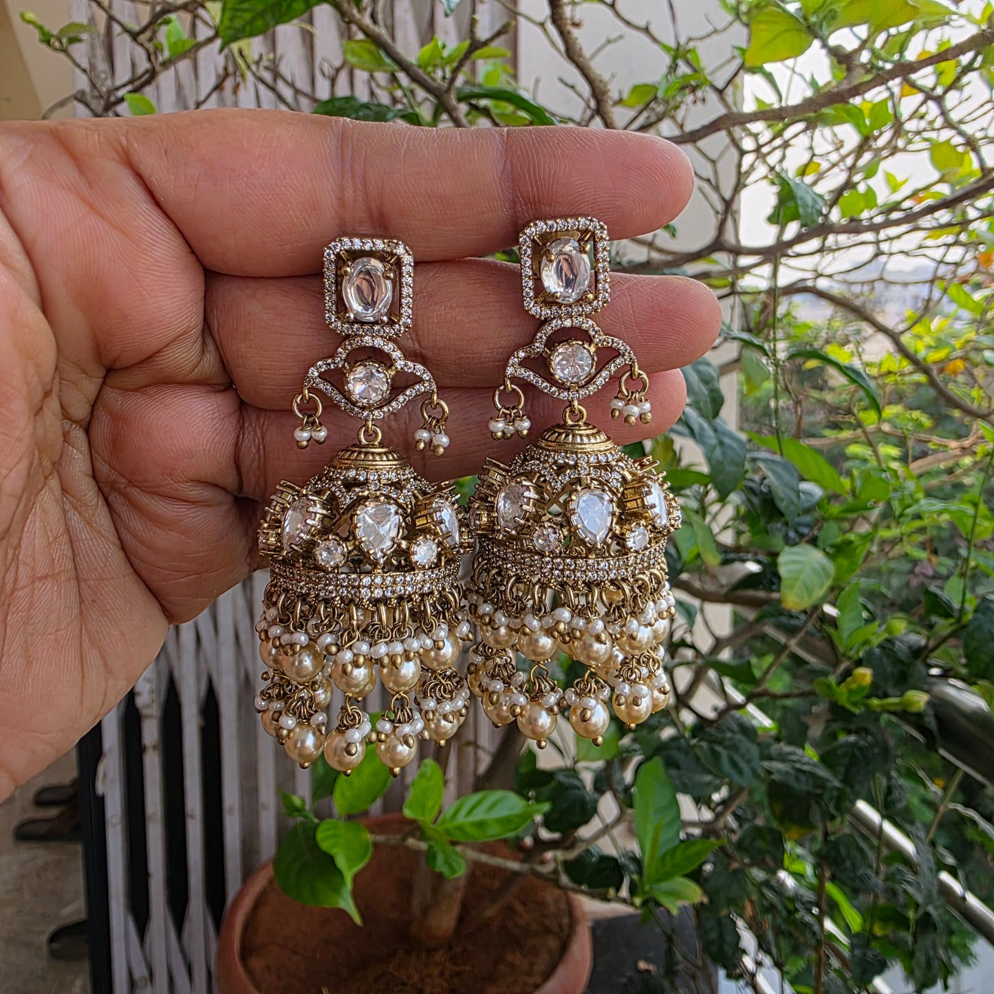 Victorian moissanite jhumka