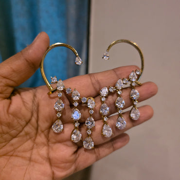 Crystal bloom ad victorian plated earrcuffs