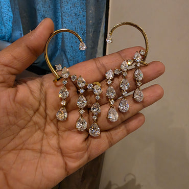 Crystal bloom ad victorian plated earrcuffs