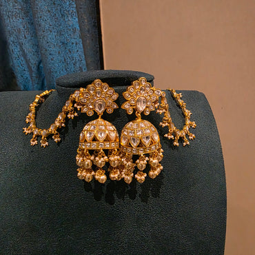 Rajnandini- jadau earchain attached jumkhas