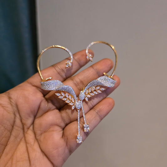 Varahamsa- diamond replica earcuffs