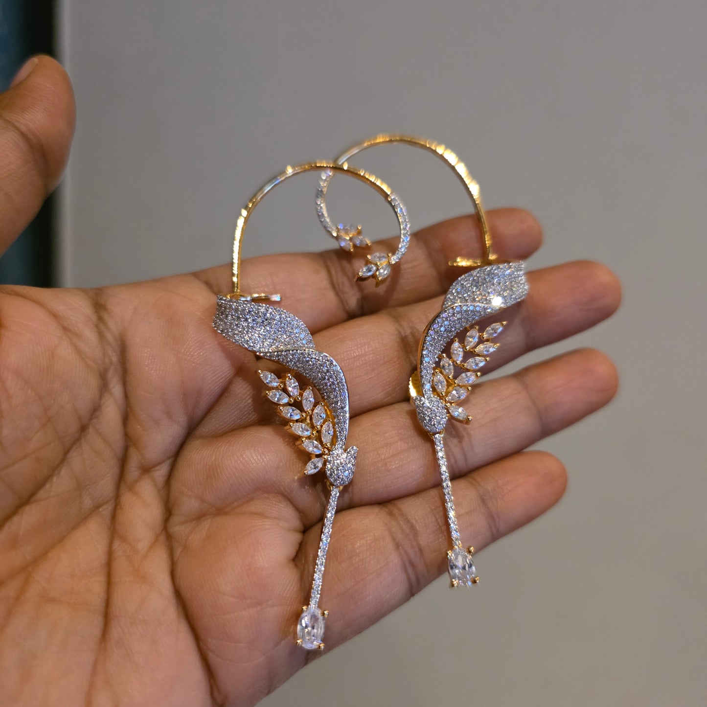 Varahamsa- diamond replica earcuffs