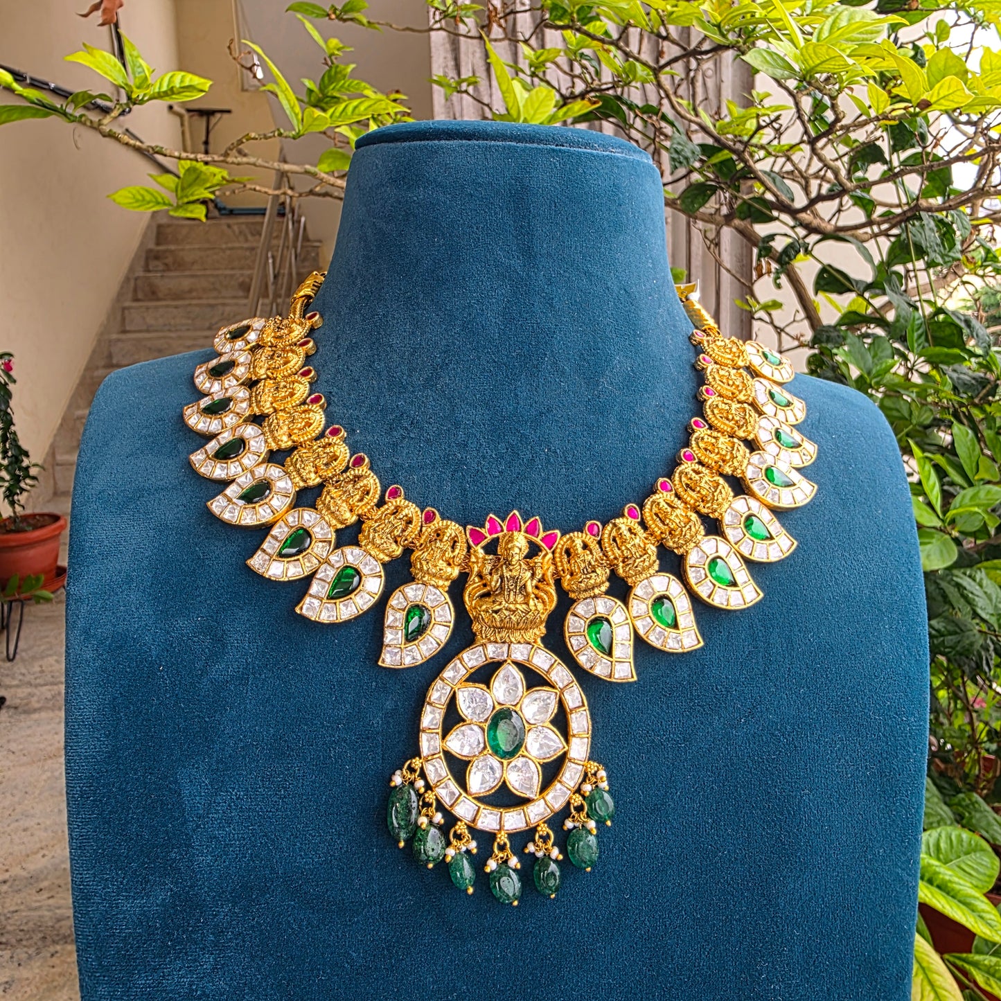 Geervani- Nakshi with moissanite mango necklace