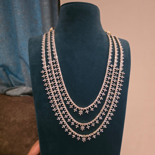 Nakshatra- three layered cz stones diamond neckset