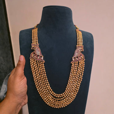 Mayukhi-Peacock kemp motifs 8 layered mala