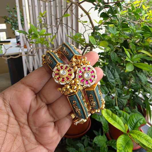 Rajasam- heritage openable kada with jadau motifs and inlay work