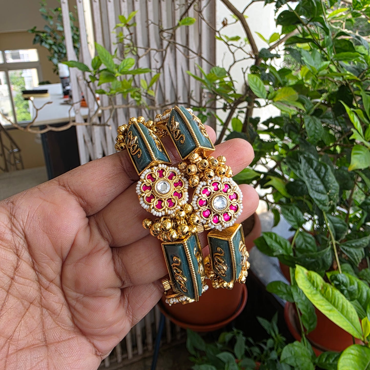 Rajasam- heritage openable kada with jadau motifs and inlay work