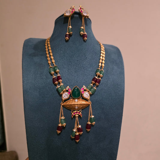 Chinmayi- contemporary jadau and moissanite neckset