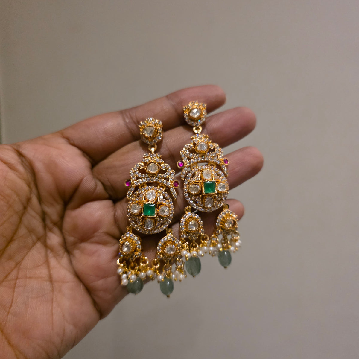 Deepali- moissanite polki layered hangings choker