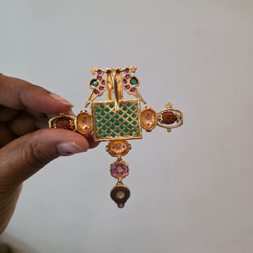 Swacha- carved stone and rudraksh embellished pendant