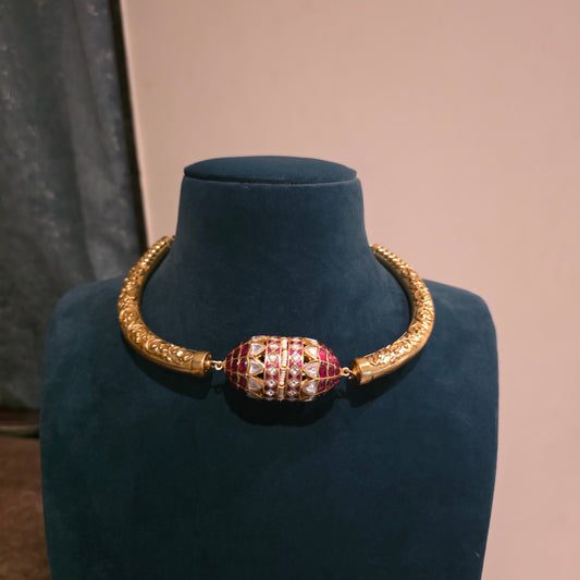 Vasuki- hasli with jadau tumble