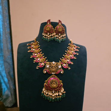 Sowbhagya- jadau and moissanite nakshi neckset