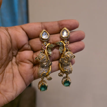 Bhaluka- victorian plated multi colored stone hasli set