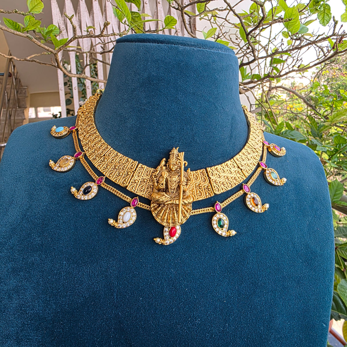 Kamakshi - hasli with navaratan mango neckset