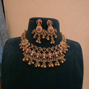 Tarunam- heritage style neckset with jadau motifs