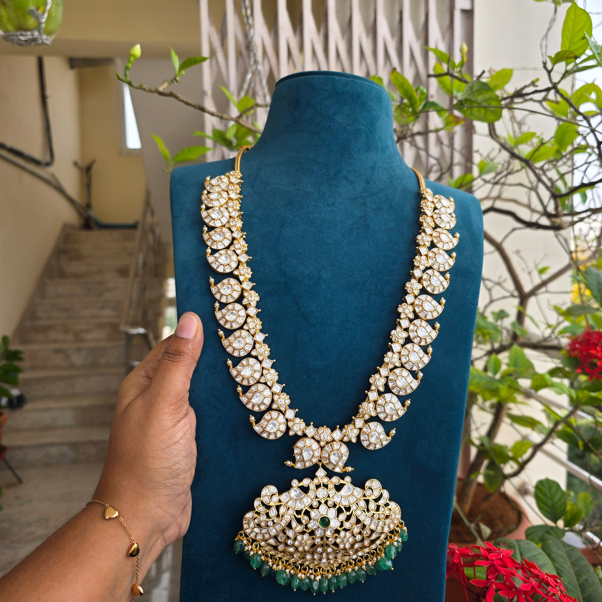 Devasena- premium moissanite jadau neckset