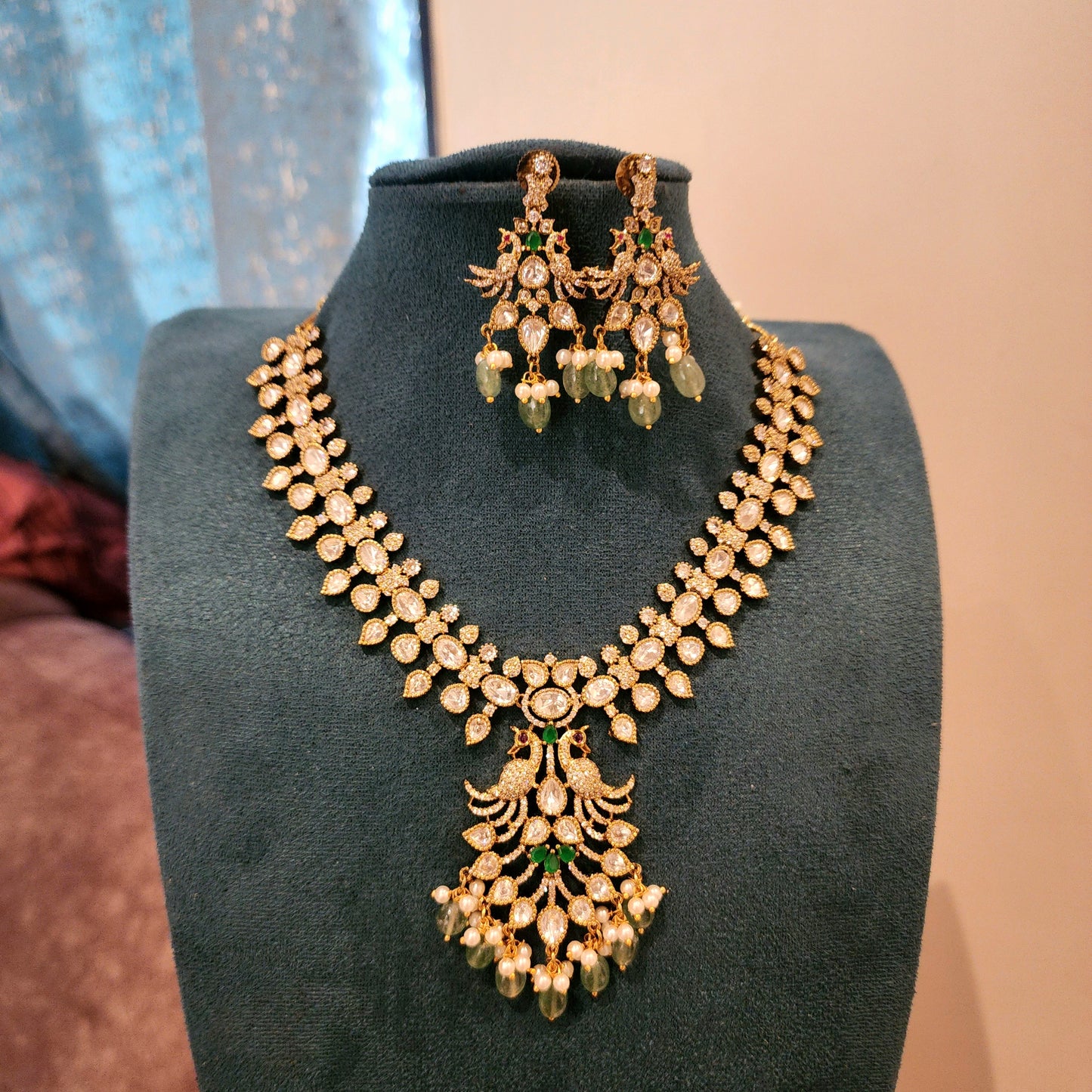 Peacock pendant moissanite neckset