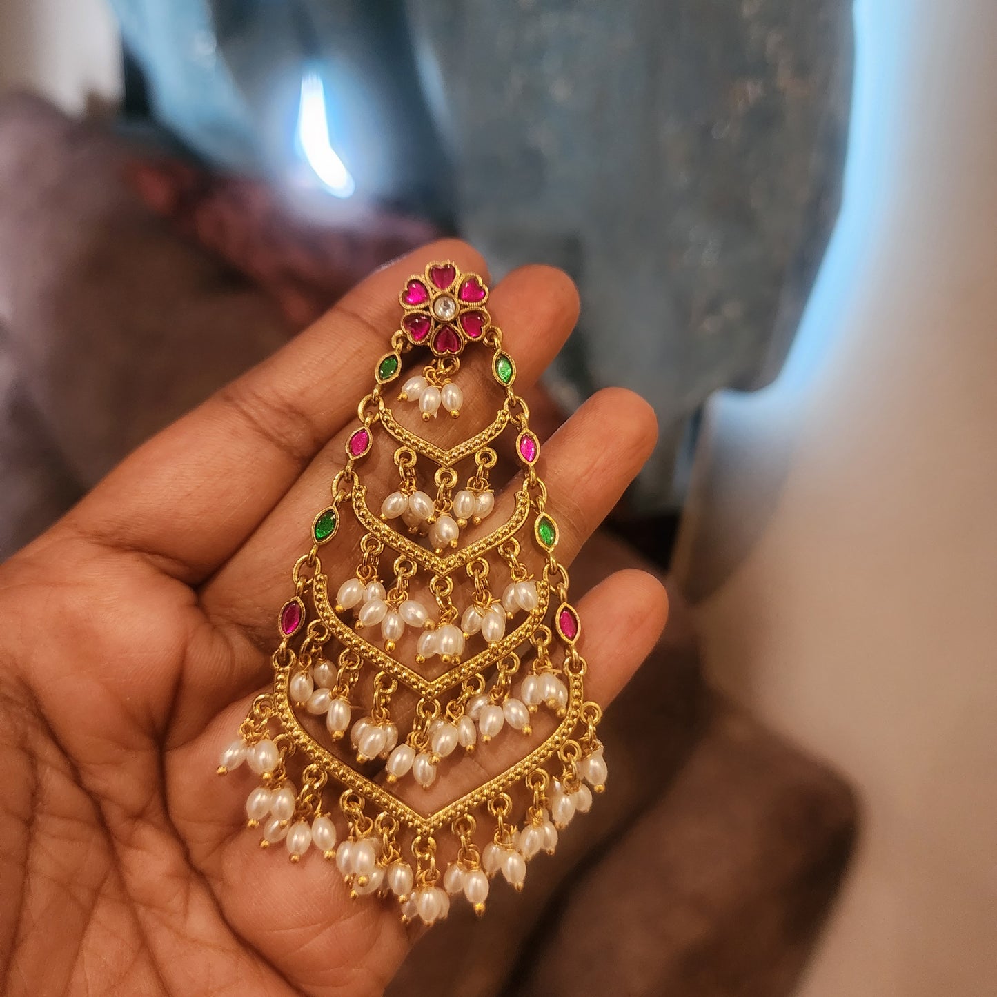 Layered jadau chandbalis