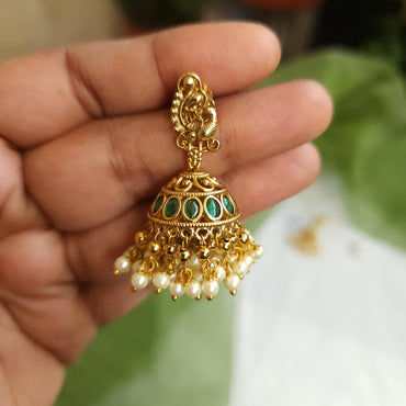 Small size green stone antique finish jumkha