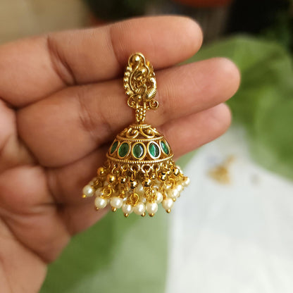 Small size green stone antique finish jumkha