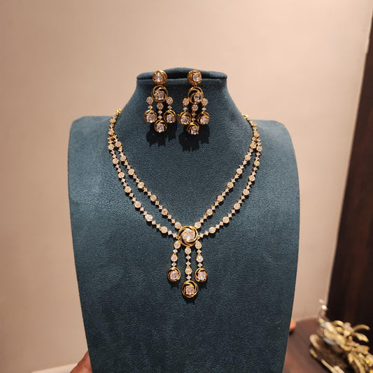 Double layered cz stone neckset