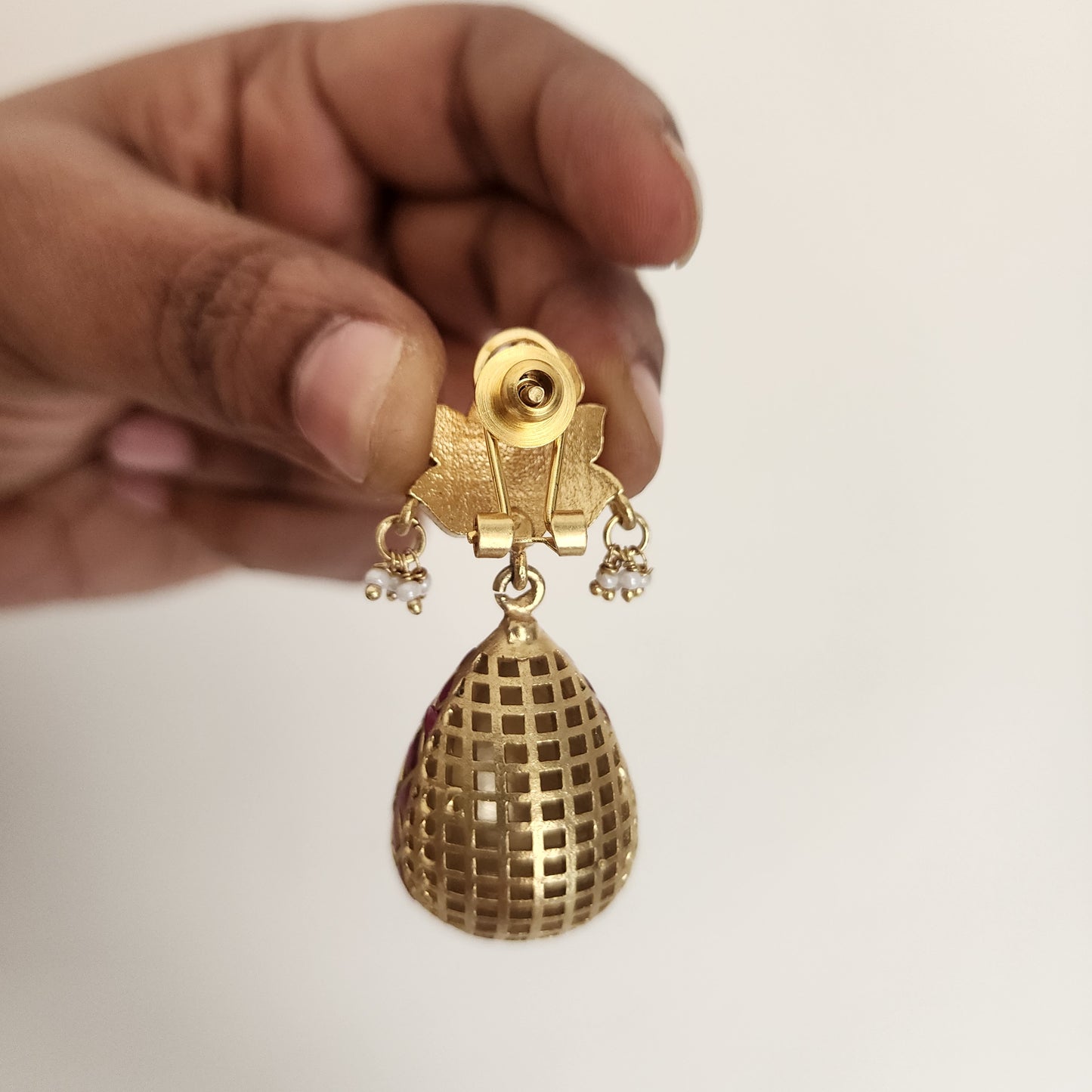 3d drop shaped jadau earrings