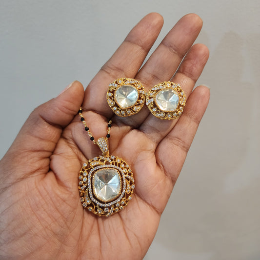 Polki pendant with earrings