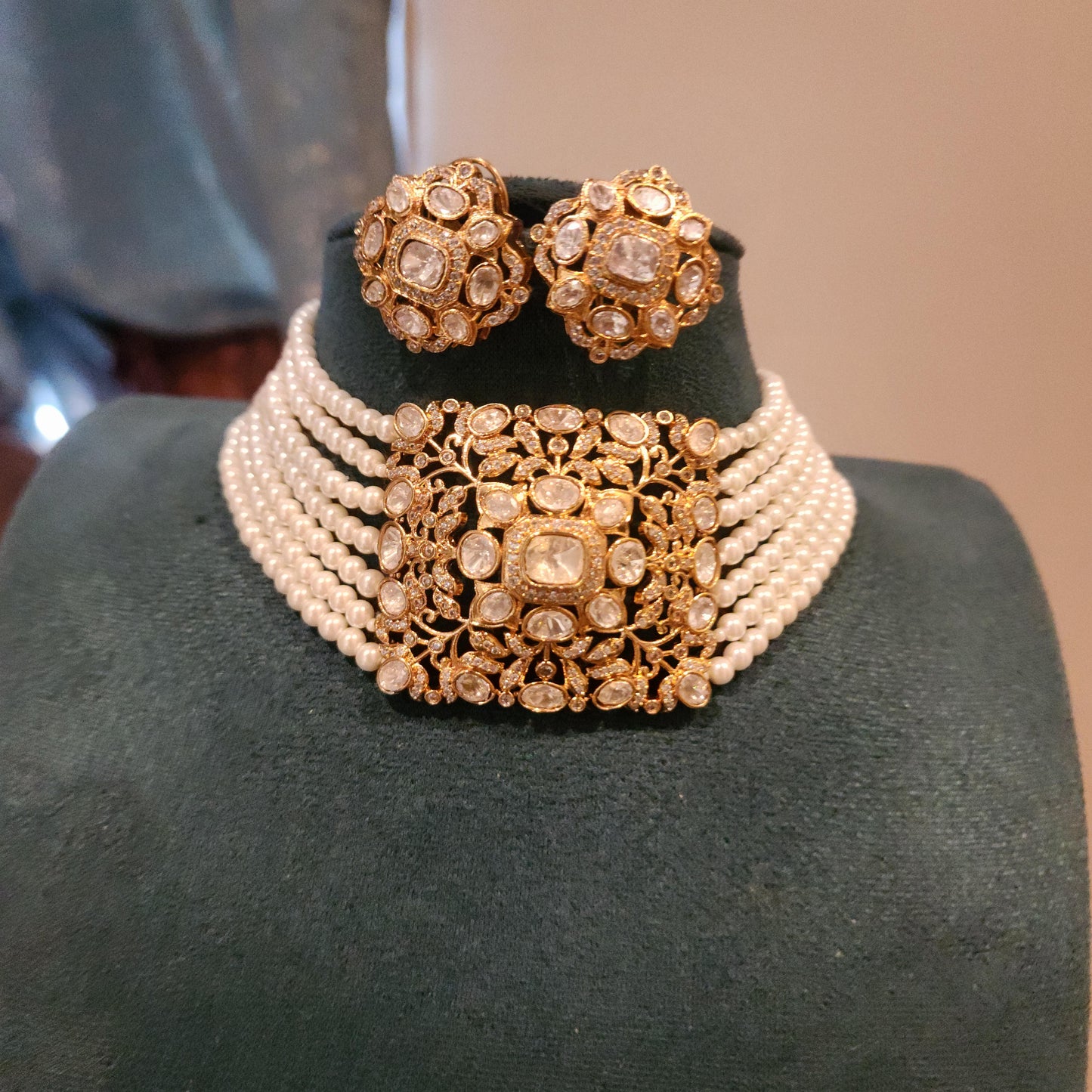 Alia inspired pearl and moissanite choker