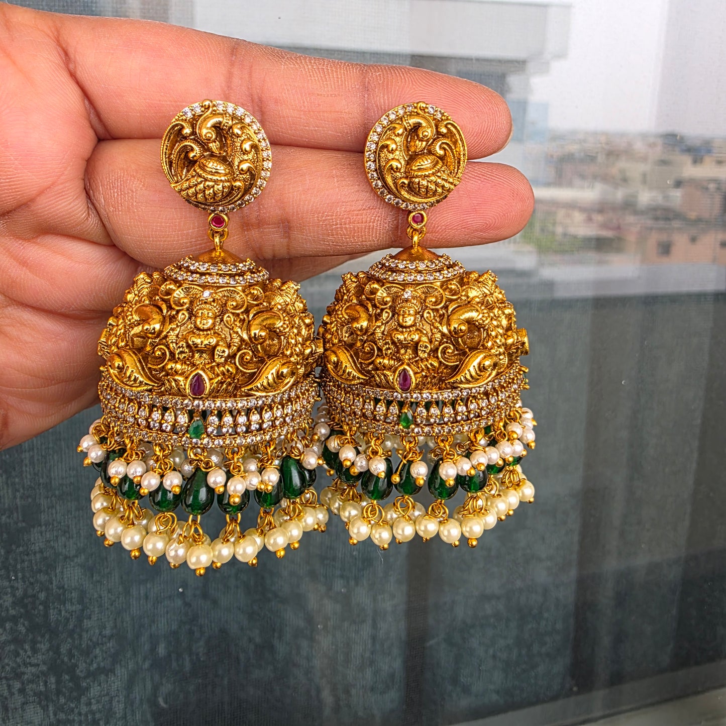 Nakshi 3d bridal jumkha