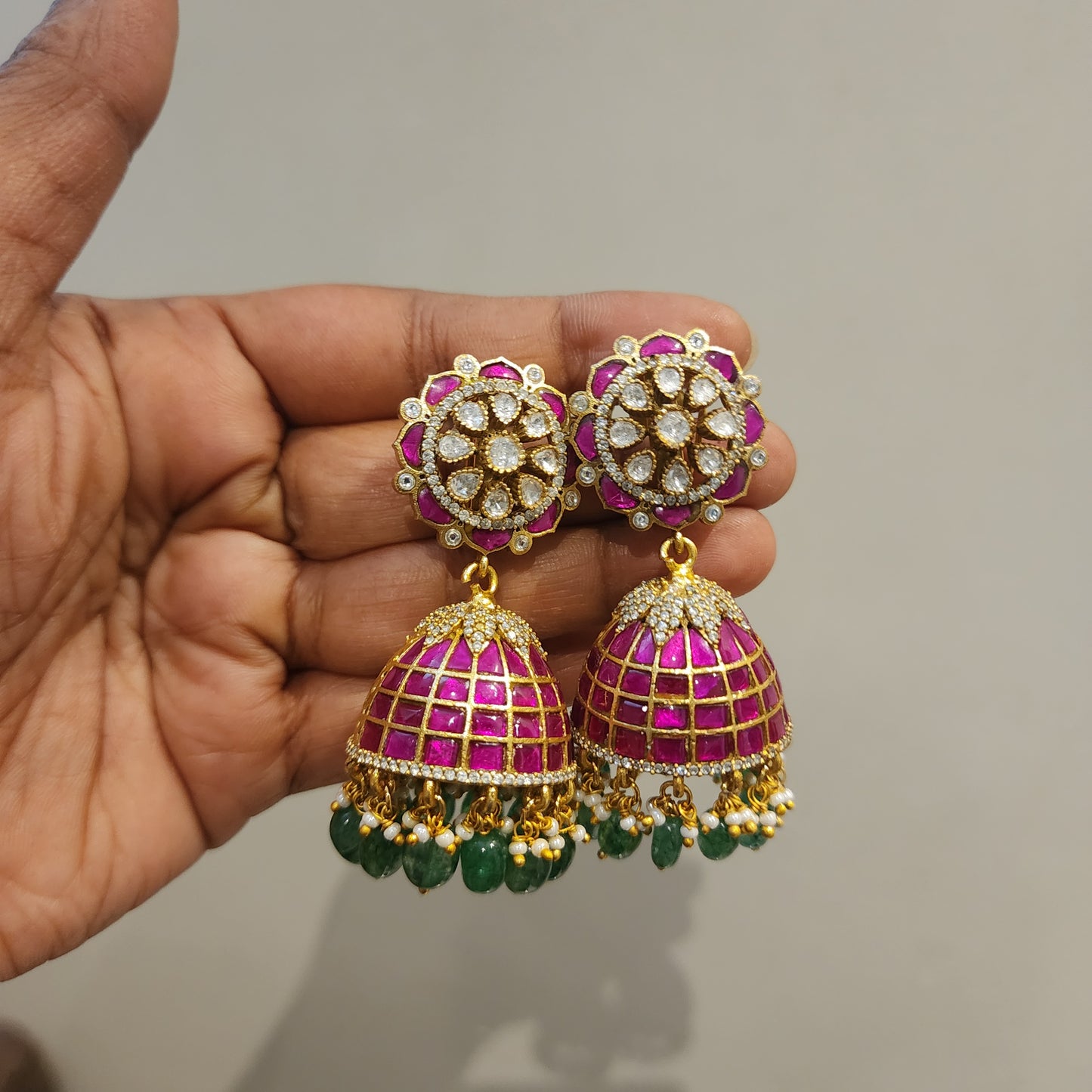 Floral motifs high neck choker with jadau and moissanites