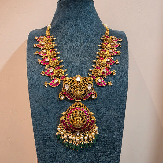 Lakshmi jadau and moissanite mango mala