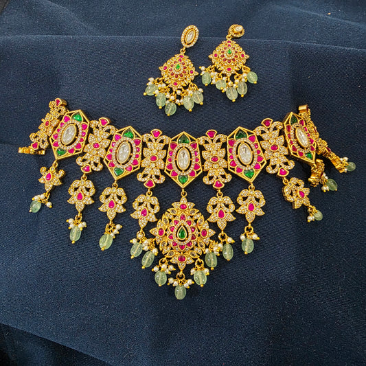 Mythri- jadau ad and moissanite choker