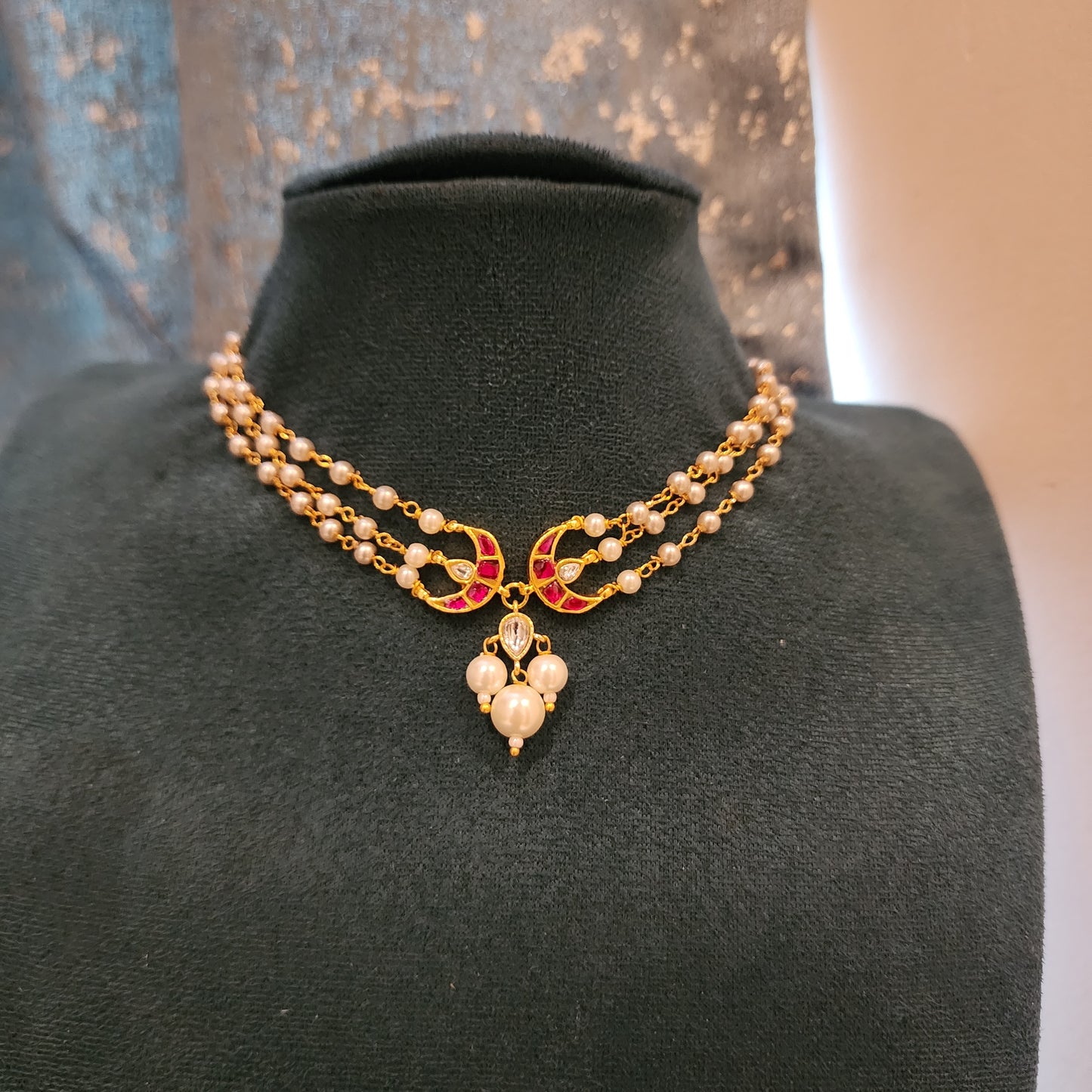 Jadau pearl minimal choker set