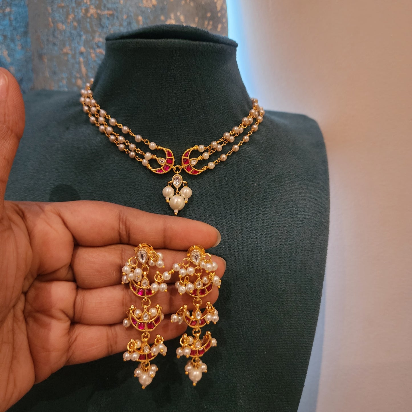 Jadau pearl minimal choker set