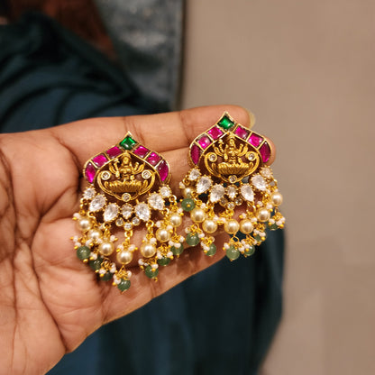 Lakshmi earrings with jadau and moissanite polki