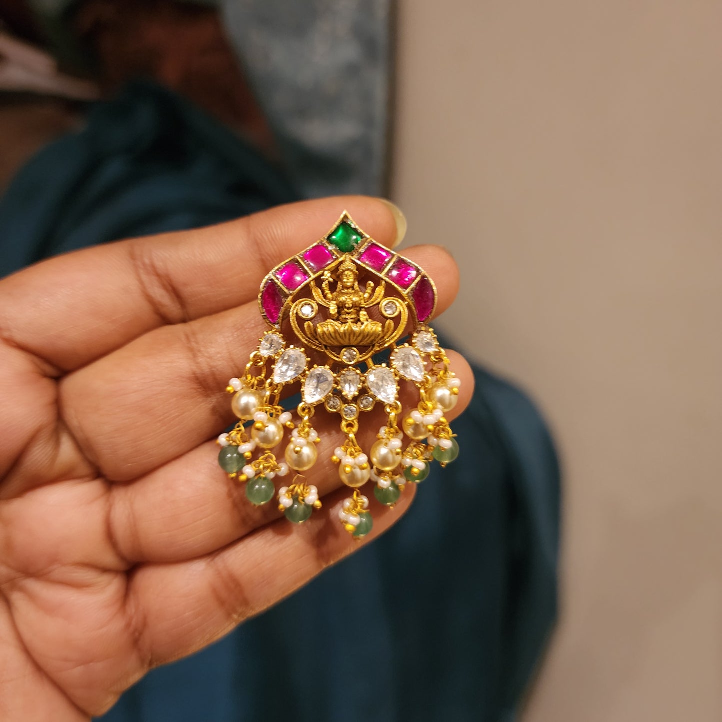 Lakshmi earrings with jadau and moissanite polki