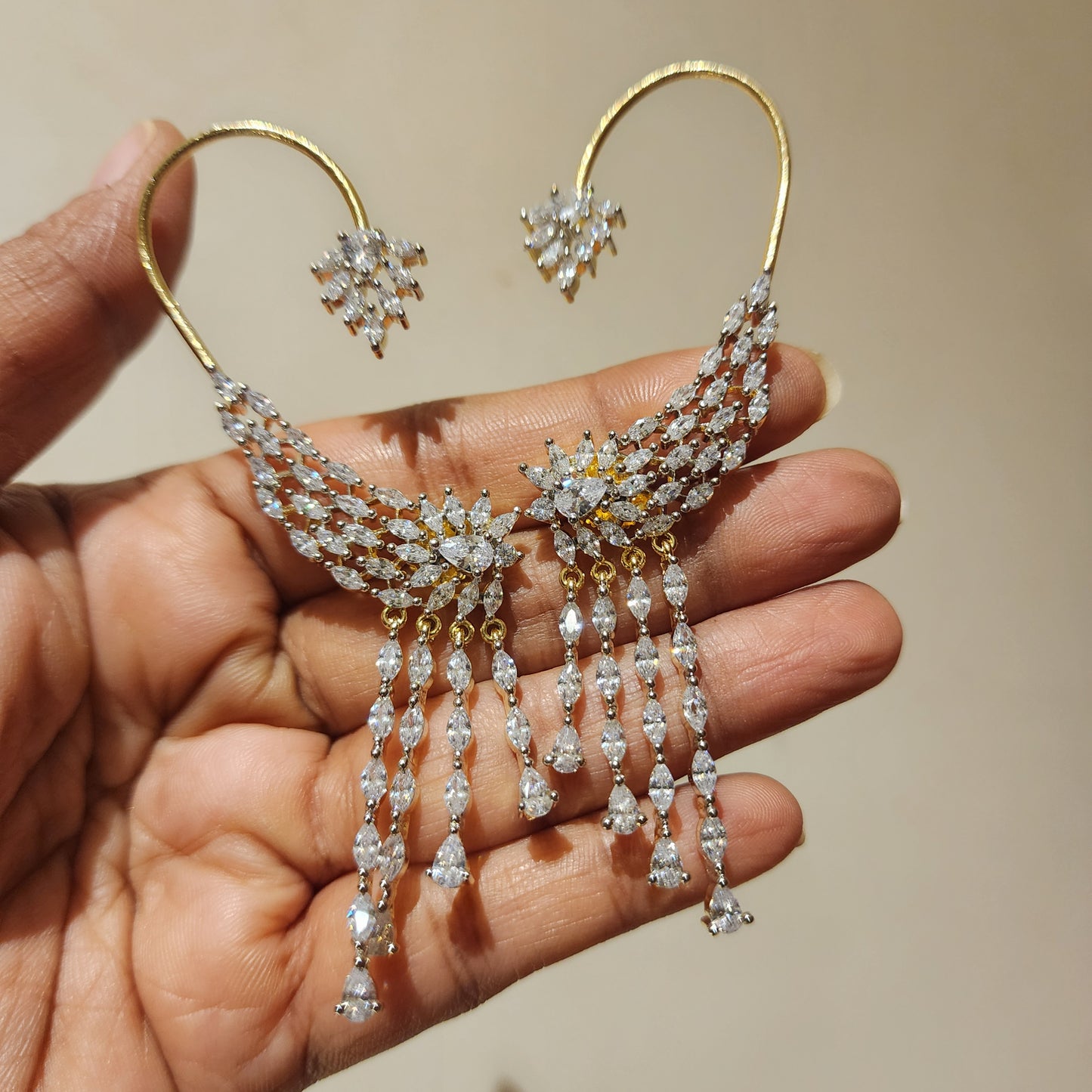 Karnika- diamond lookalike earcusffs