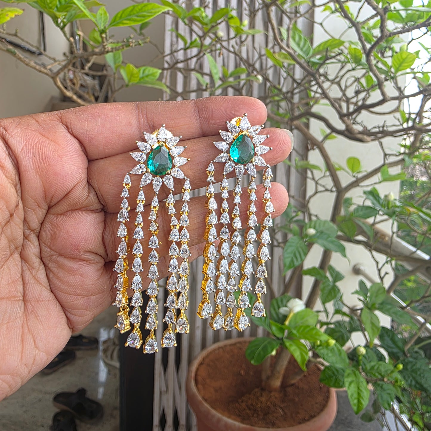 Lahari- layered cz stone earrings