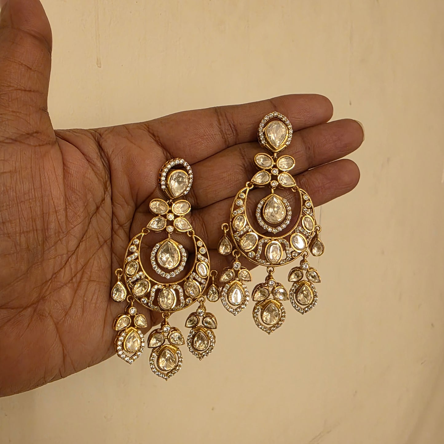 Varna- moissanite polki chandbalis