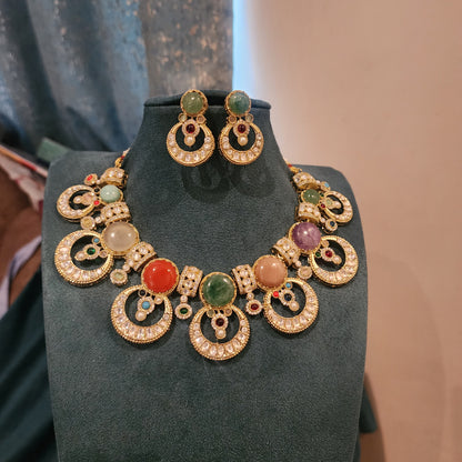 Sabhyasachi inspired moon motifs with multi color stones